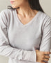 Women's Premium Slub Long Sleeve V-Neck Tee - Ashes of Roses